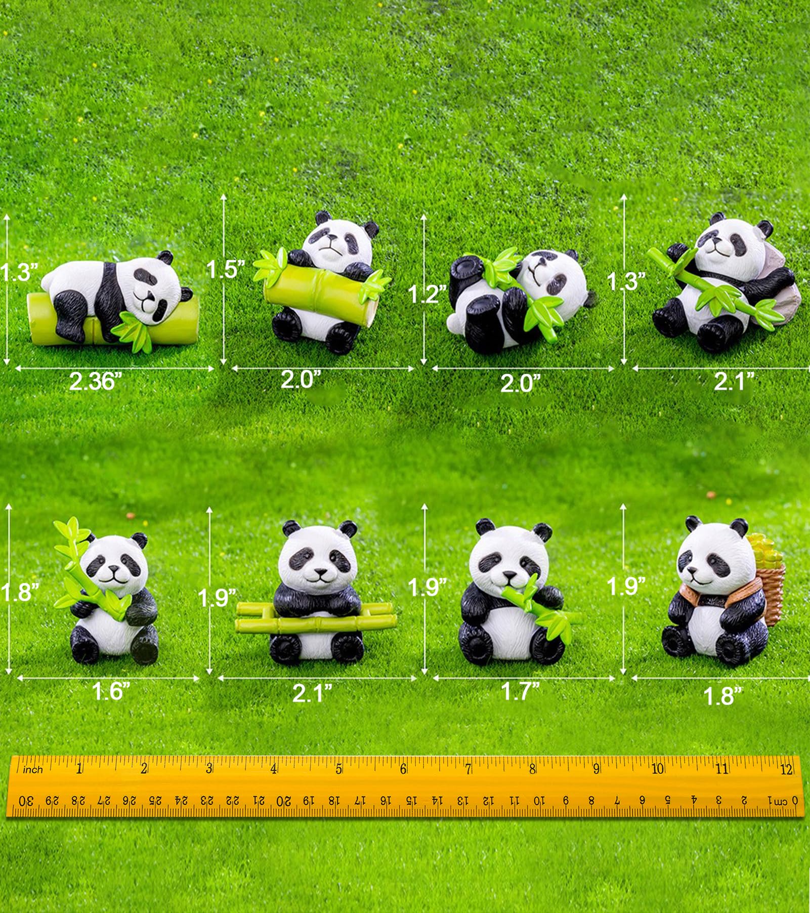Lot De 8 Figurines De Panda Pour Jardin Féérique