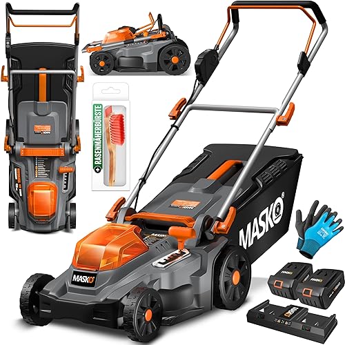 MASKO® Tondeuse à Gazon+ Fonction Mulching 2X Batteries & Double