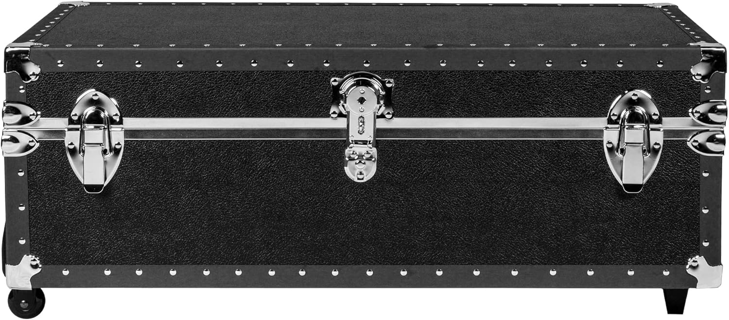 USA Made Underbed Storage Trunk with Wheels Black Home