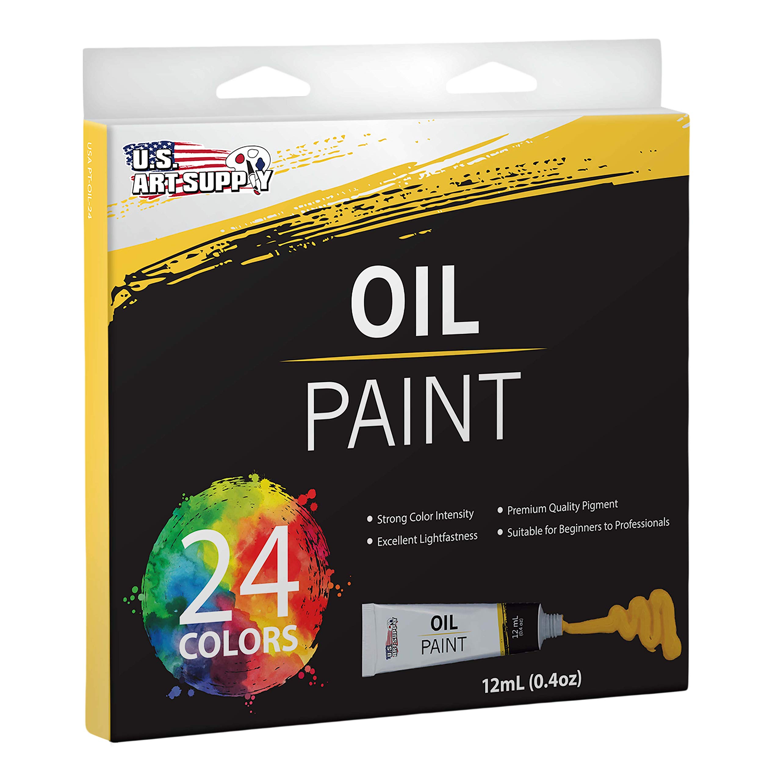 Lot de 12 tubes de peinture à l'huile fine de 200 ml - Qualité artistique avec un fort pouvoir couvrant et pigmentation