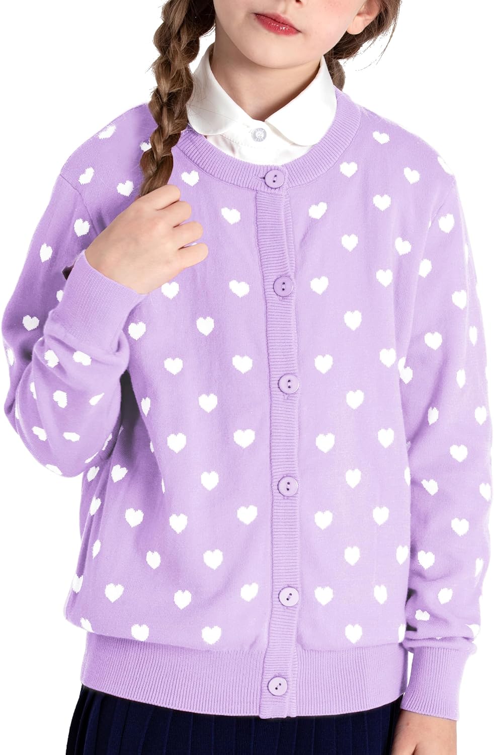 BOBOYOYO Girls Cardigan 100% Cotton Kids Heart Cardigan Sweater Valentines Long Sleeve Toddler Girl Soft Knit Cardigan