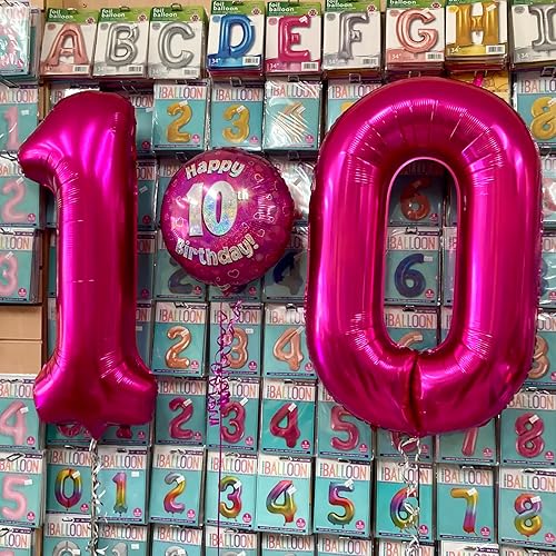 Miniatura 3 de Globo de 40 pulgadas color rosa intenso número 1 para helio Mylar rosa brillante, suministros para decoración de banquetes de fiesta de cumpleaños,