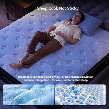 King Mattress 12 Inch, Luxury Hybrid Mattress King Size Bed in a Box for All Sleeping Positions, Gel Memory Foam & 7-Zone Pocket Springs, Firm Support for Back Pain Relief, Fiberglass-Free, 365-Trials