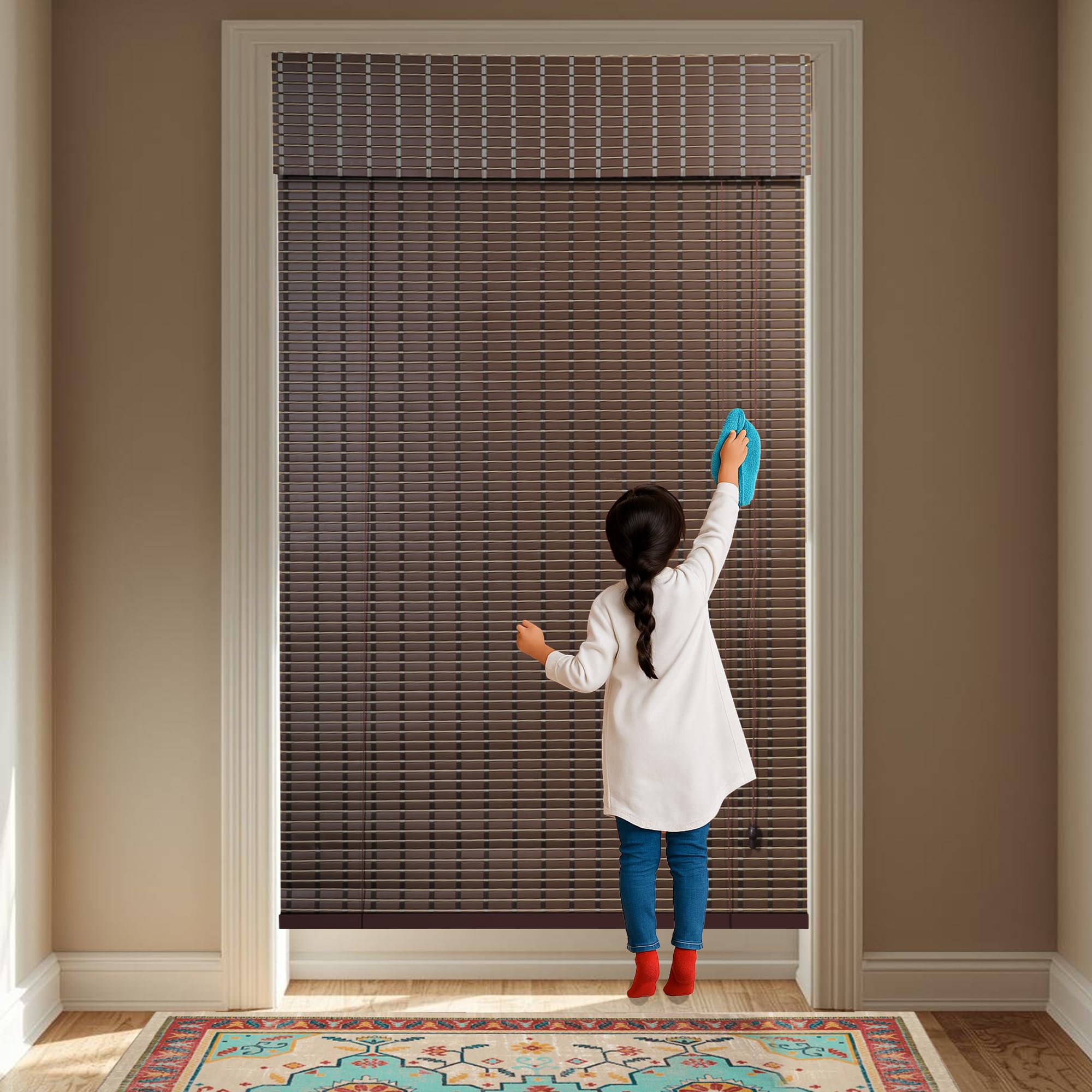 Mr.Chickwala Light Filtering & Cooling PVC Exterior & Interior Window Blind for Balcony and Outdoor Area - Sun Shade, Heat Reducing, Rain Resistant Choclate Brown (4Feet X 7Feet) 2