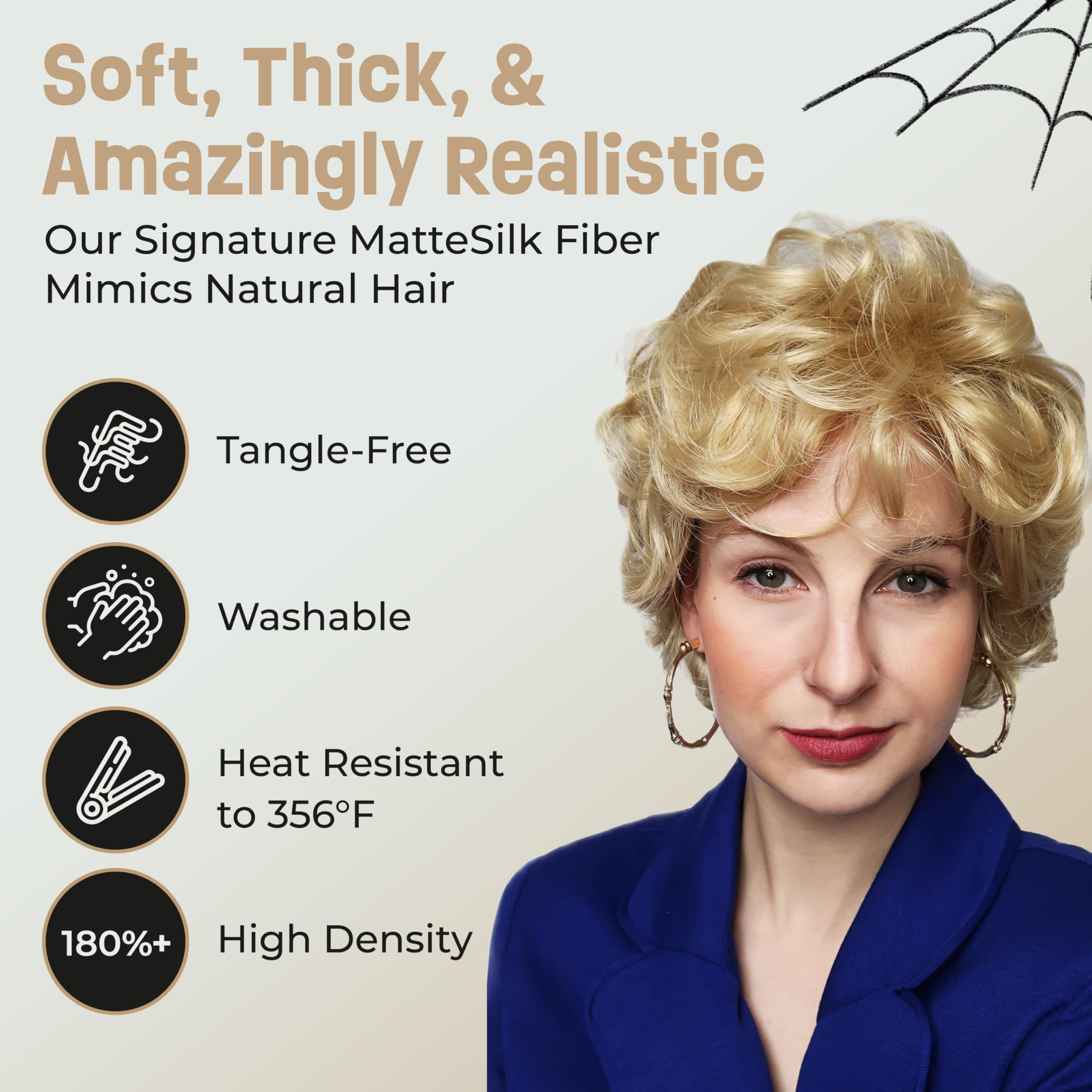 ALLAURA Betty Golden Grandma Wig for Women & Old Lady Rose Gold Betty Wig, Fits All, Golden Blonde - Image 4