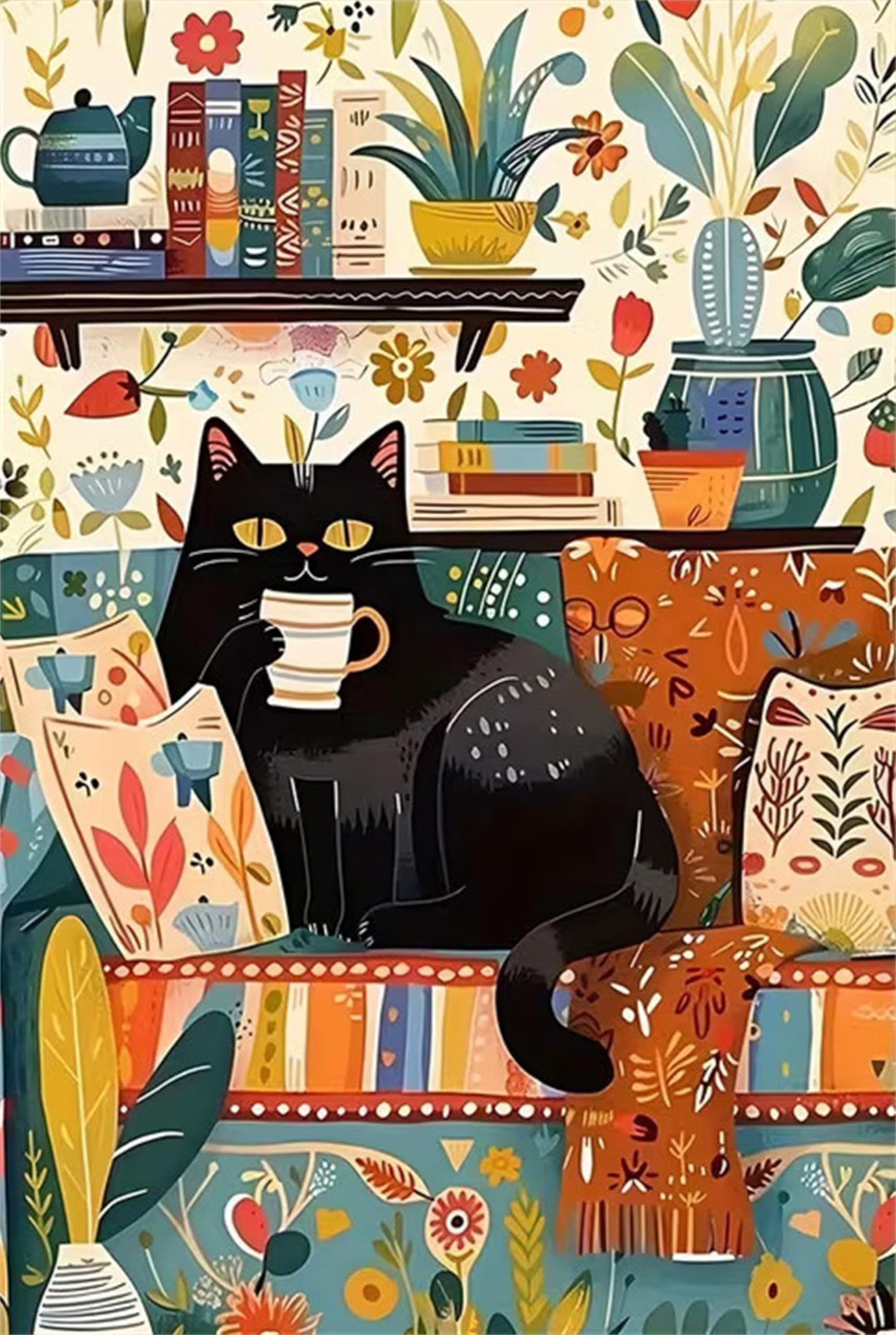 Nznanchu Cat Diy Paint By Numbers Kits For Adults, Painting Kit On Canvas, Color By Numbers,Large Adult Paint By Number For Home Wall Decor,Gifts (Cat)
