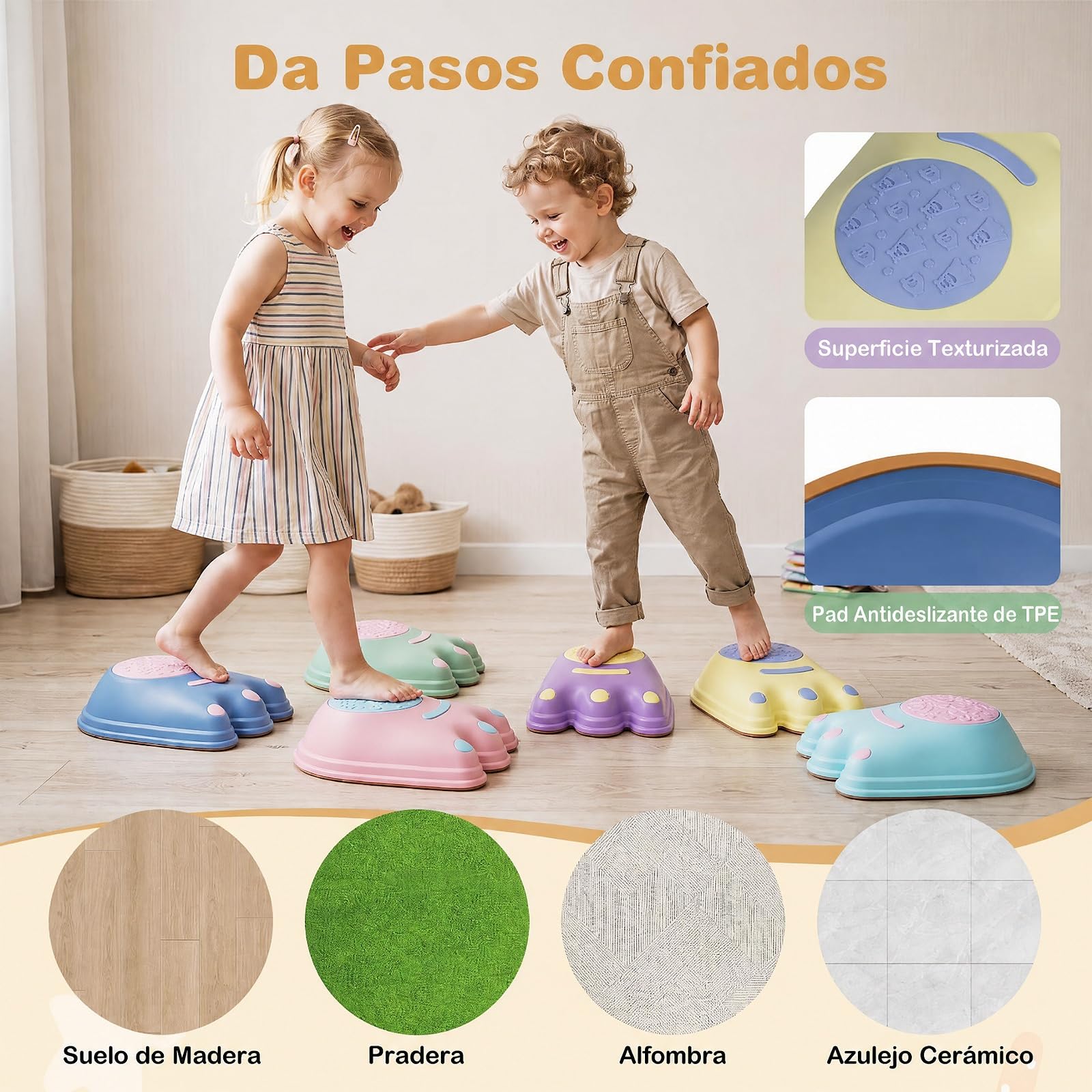 COSTWAY 6 Piedras de Equilibrio para Niños, Apilables y Antideslizantes
