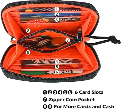 Rough Enough Credit Card Holder for Men Teen Boys, Lanyard Wallet with RFID Blocking and Zipper Coin Pocket, Water-Resistant Travel Essential for Outdoor Adventures, Black Cordura