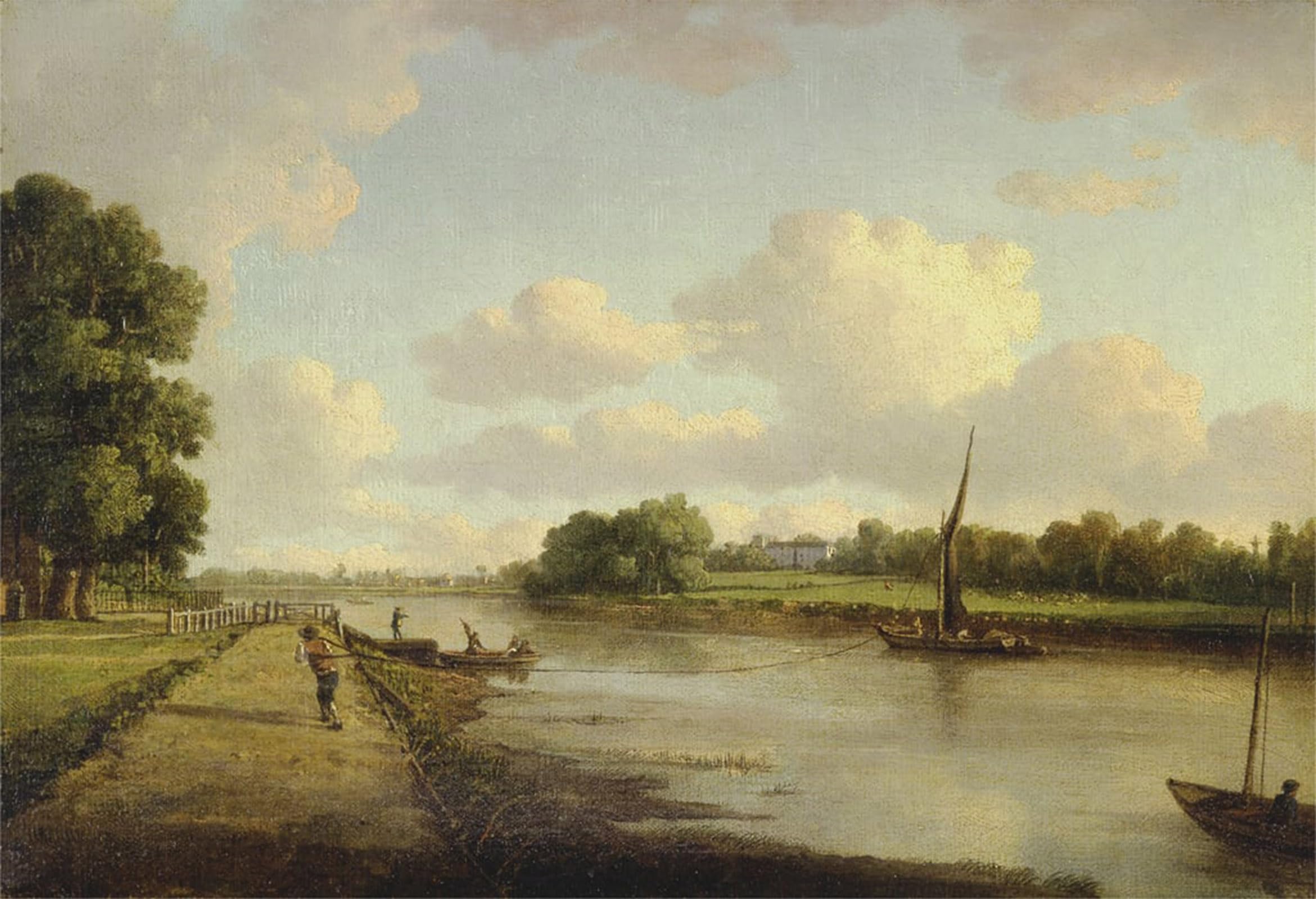 SERENDIPITP Vintage Picture Print on Canvas Wall Art Poster View on the River Thames At Richmond by William Marlow Artwork Print Poster for Wall Decor 60x90cm