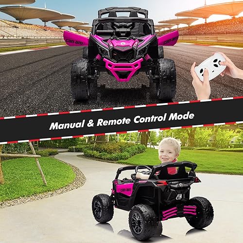 Miniatura 7 de Vehículo eléctrico UTV para montar con licencia Can-Am de 12 V, auto eléctrico todoterreno para niños con control remoto, asiento grande, neumáticos
