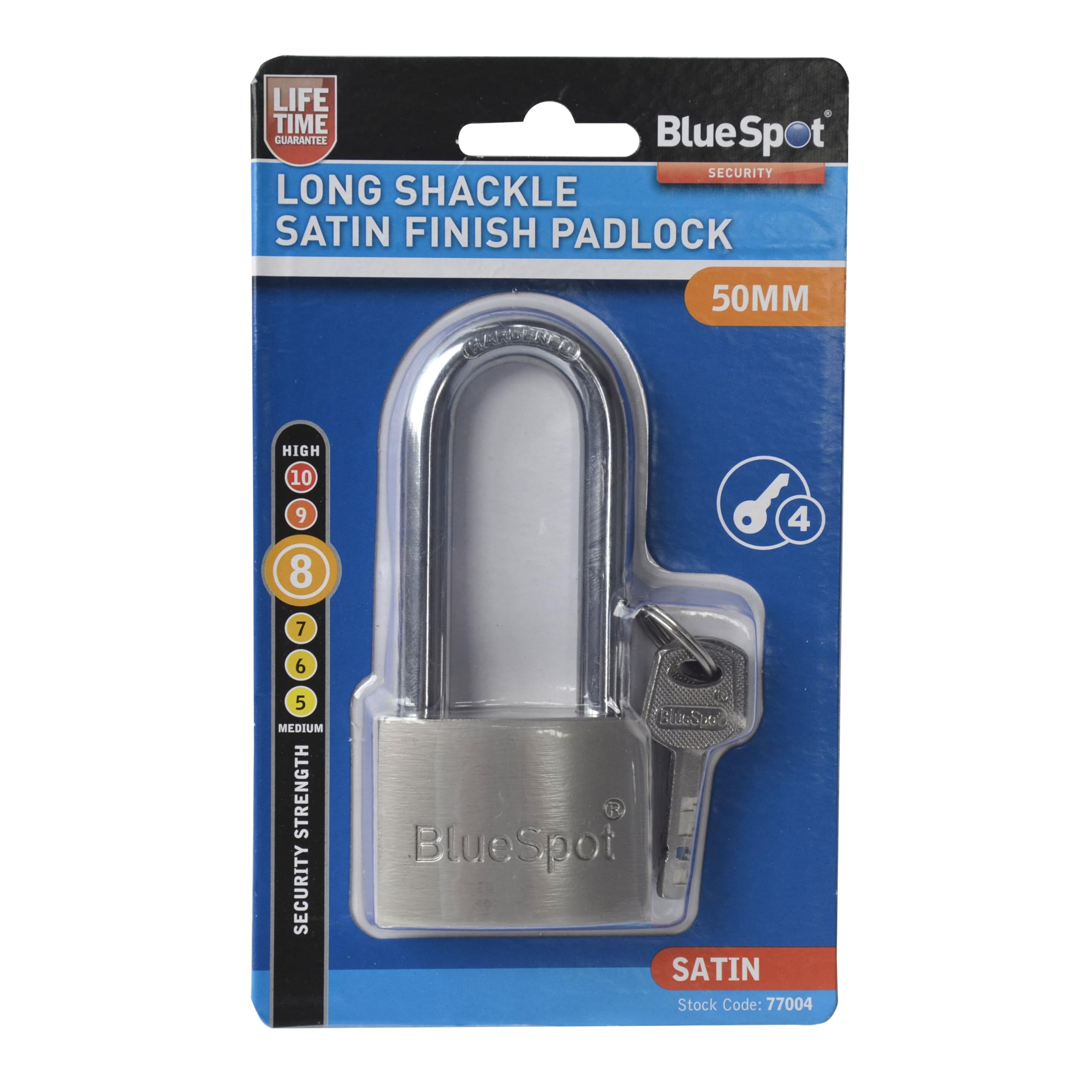 Fort Knox 77004 50 mm Satin Finish Long Shackle Padlock - Gold