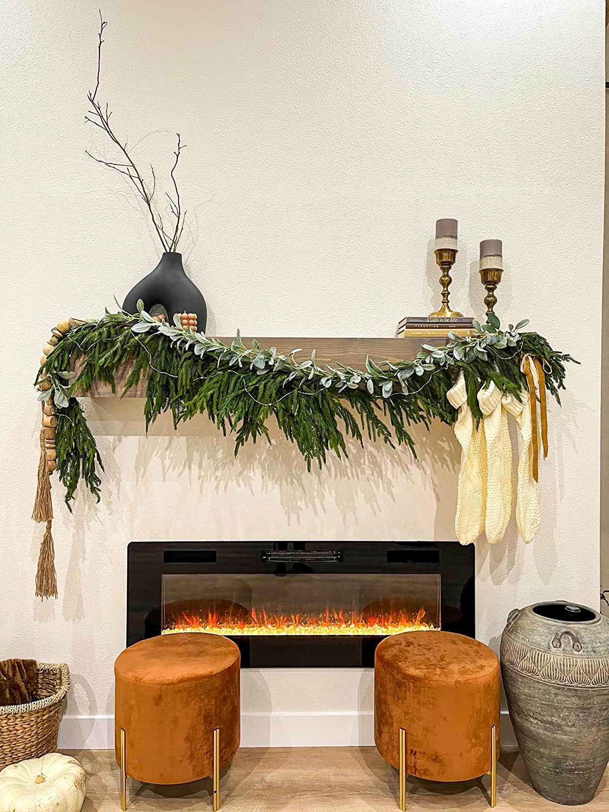 HomeKaren Norfolk Kiefer Girlande 1.8M Real Touch Realistische Weihnachten Kiefer Girlande, Grün Künstliche Weihnachtsdekorationen für Tisch, Mantel, Wand