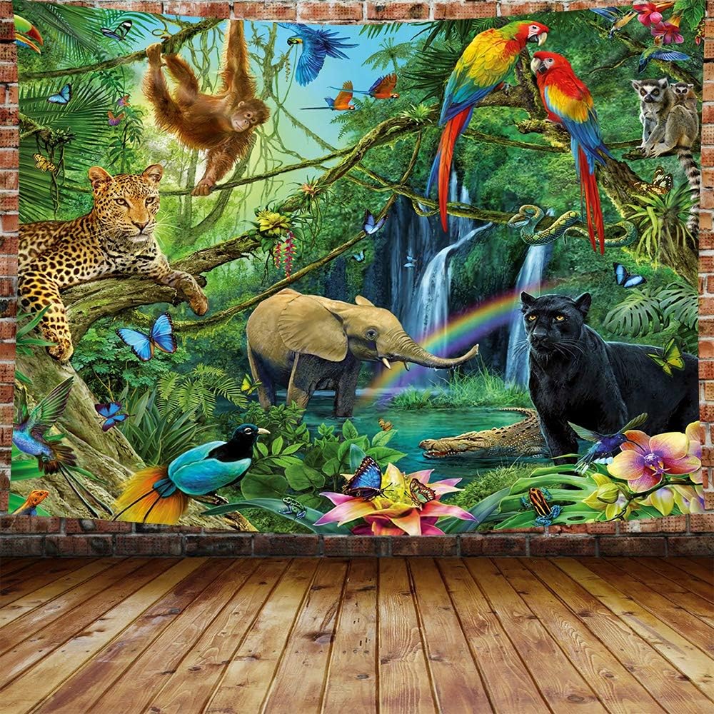 DBLLF Jungle Animal Tapestry African Safari Wildlife Wall