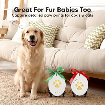 Baby Hand and Footprint Kit Girls, Boys - Personalized Babys First Christmas Ornament Kit, Newborn Christmas Gifts for New Mom, Cute Shower Gifts, Easy to Use Handprint Ornaments (Multi-Colored)