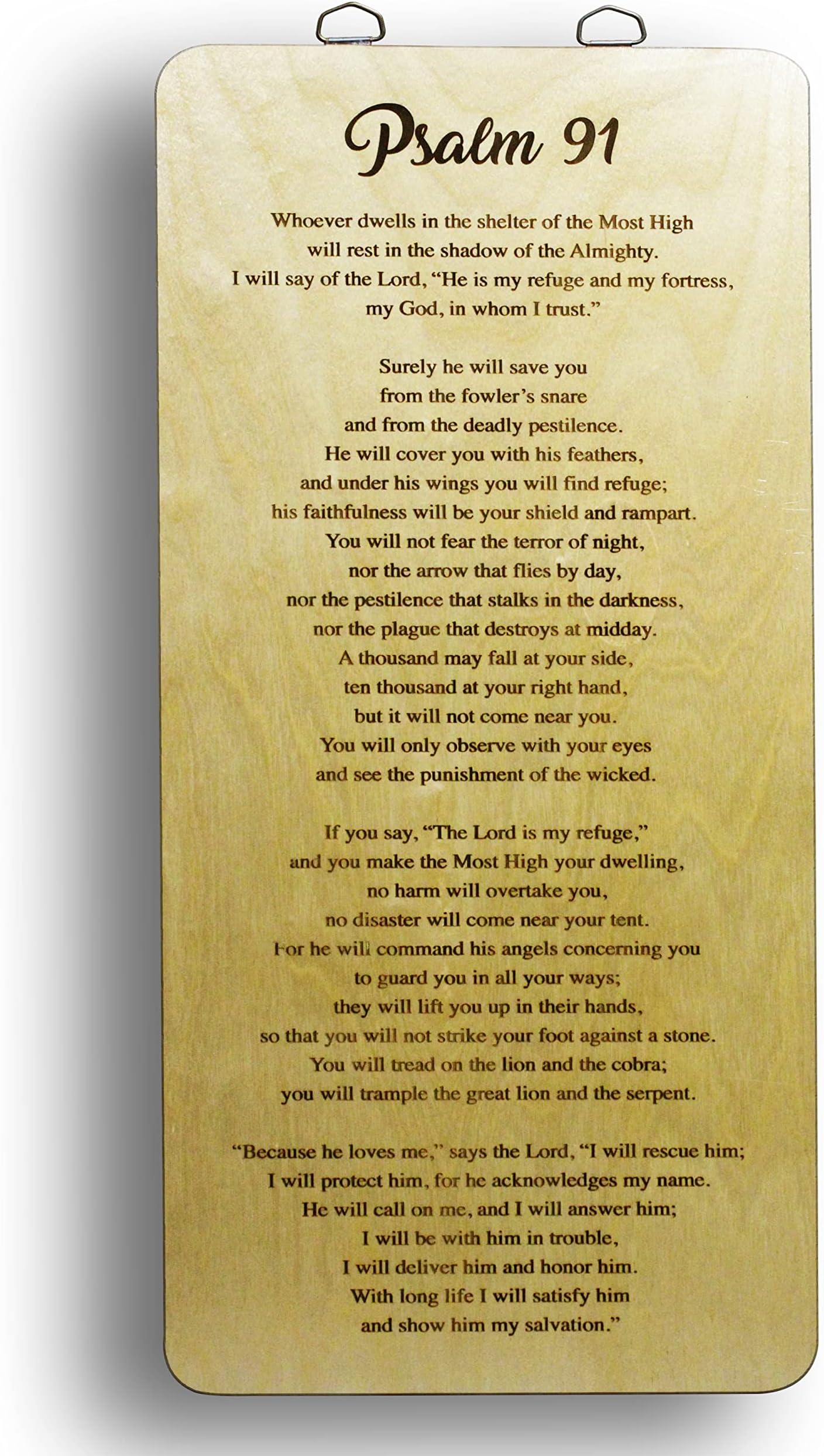 Psalm 91 Etched Wood Wall Decor (10" W x 22" H)