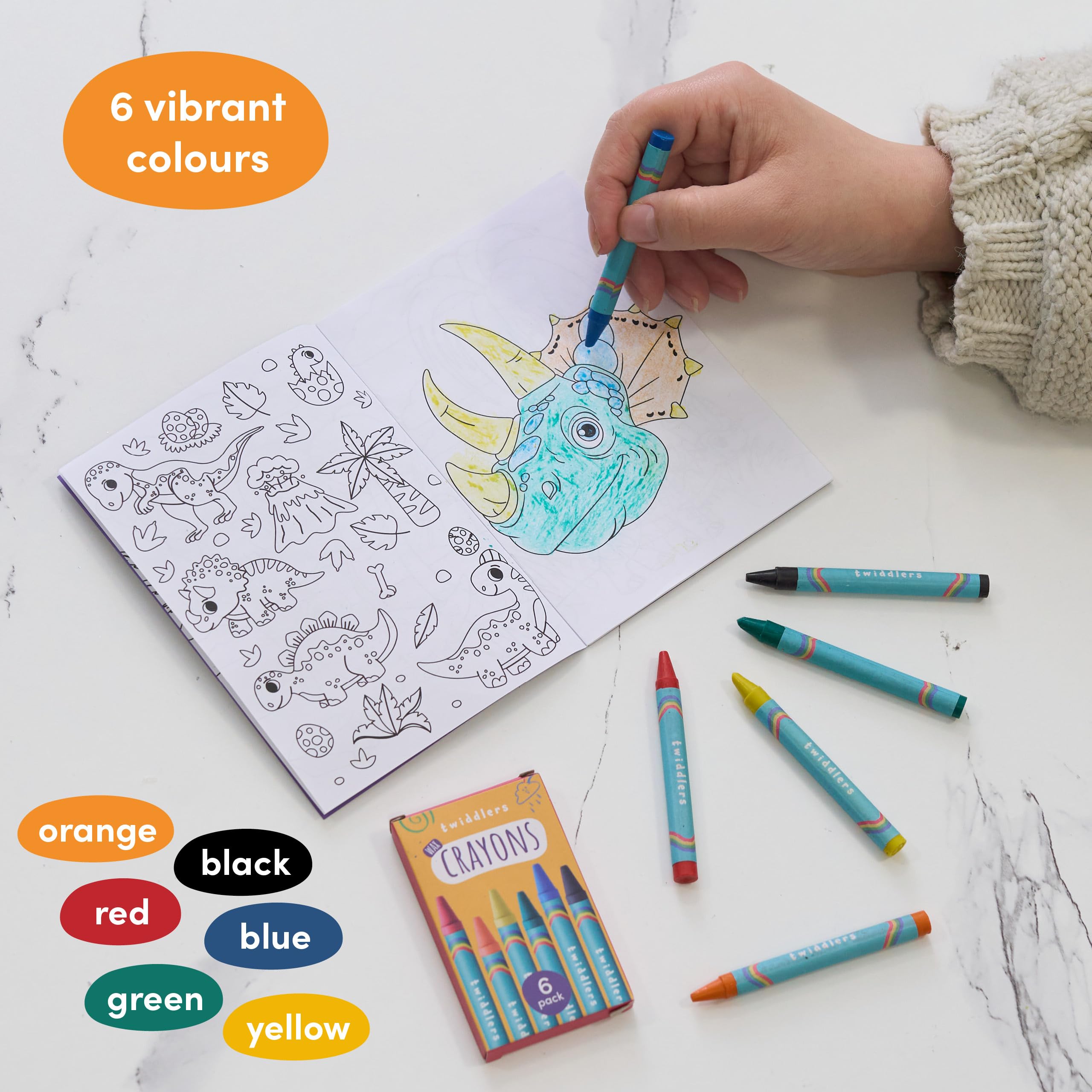 THE TWIDDLERS 50 Boîte de Crayons Cire, 6 Couleurs/Boîte (300 Pièces au Total) - Activité Coloriage, Anniversaire Enfants, École, Pochettes Surprise, Cadeaux Invités