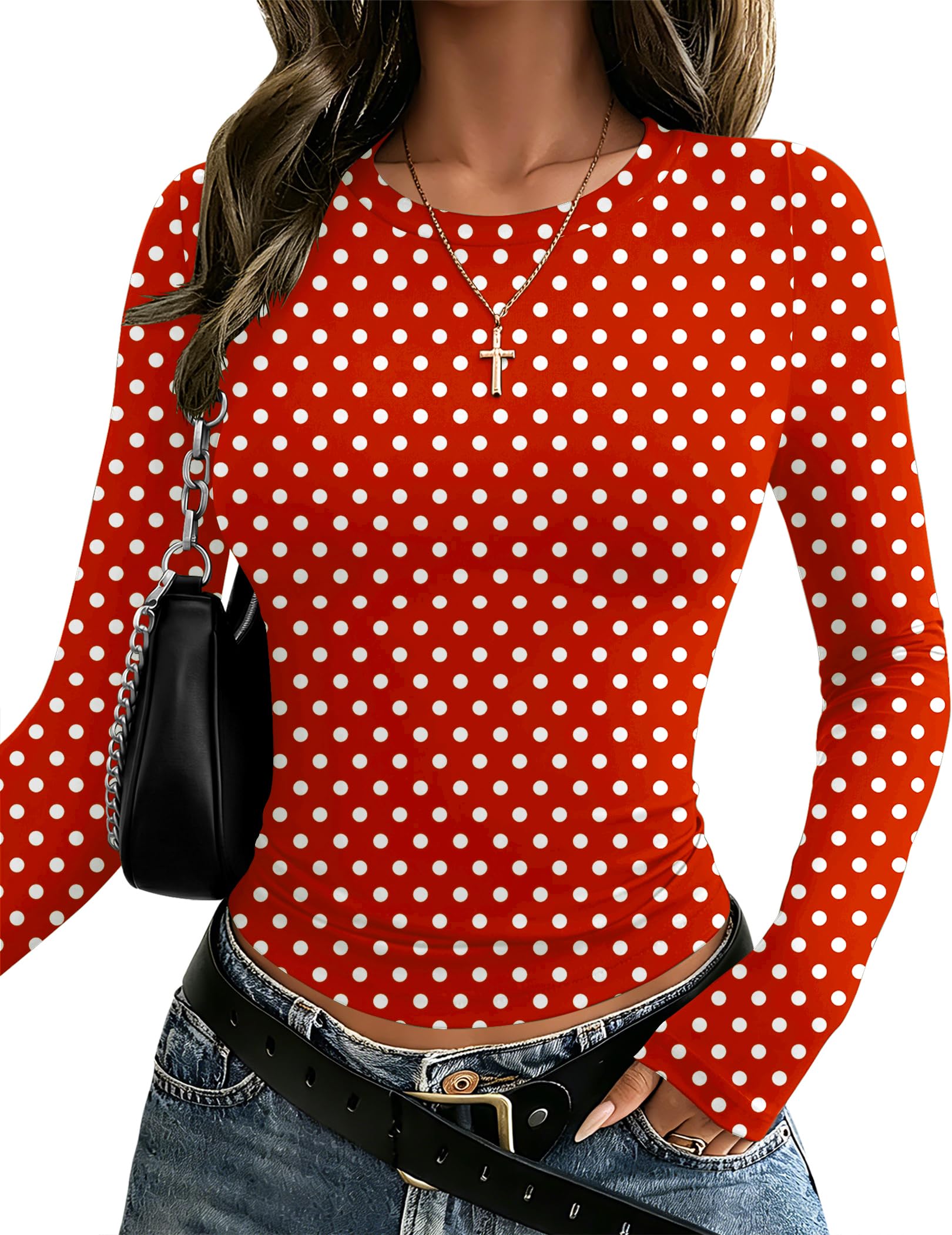 Zeagoo Women Long Sleeve Shirts Crewneck Slim Fit Tops Going Out Basic Tee Global Recycled Standard Global Recycled Standard Global Recycled Standard