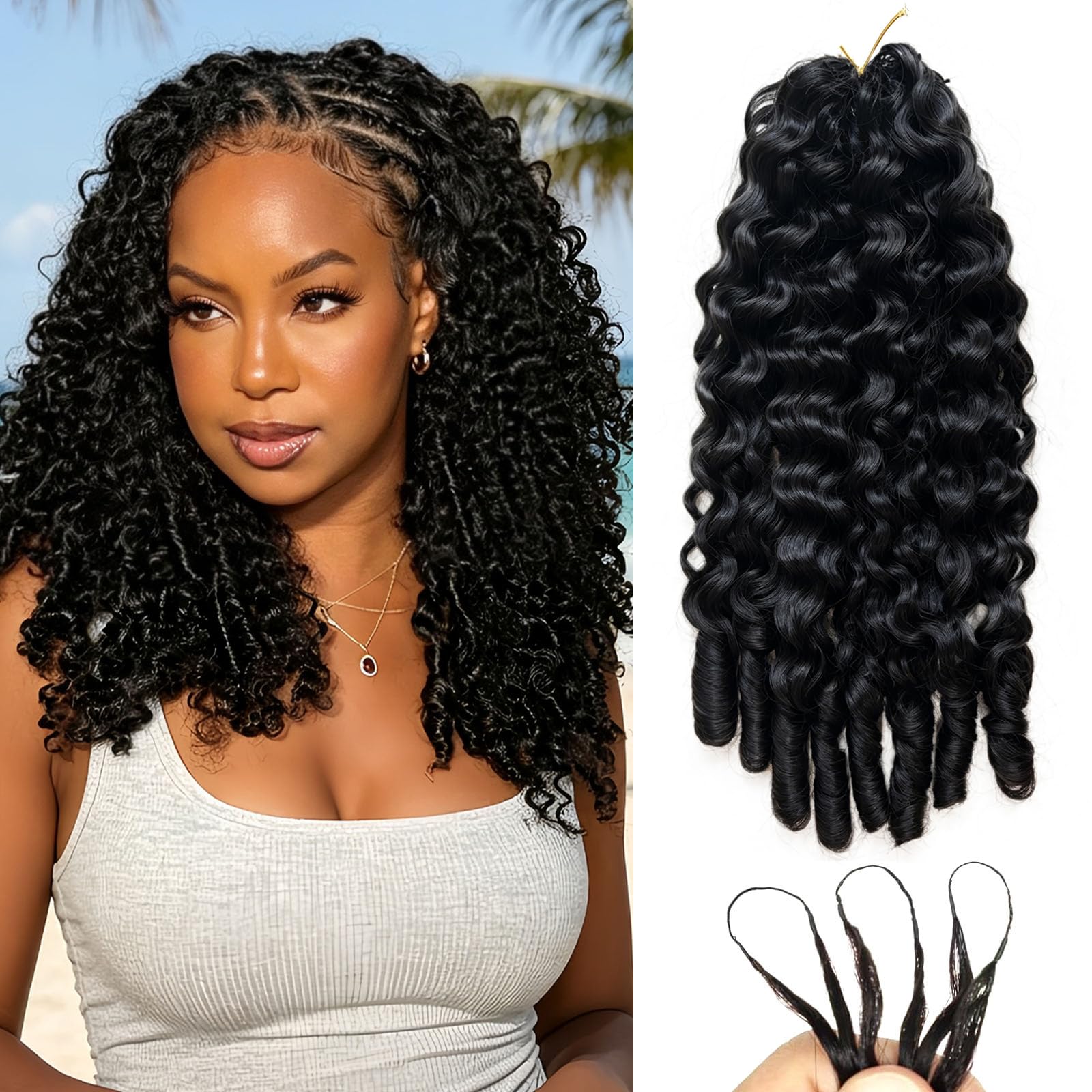 Boho Braids Hair Extensions - 20 Inch Curly Wave -17