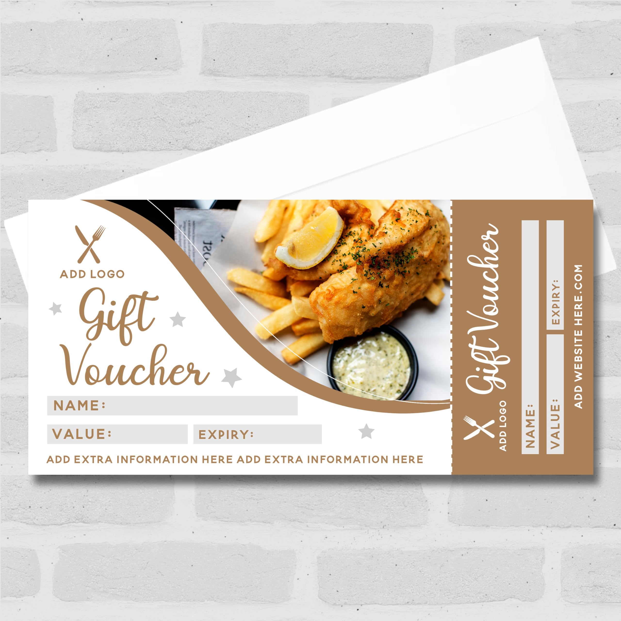 The Card Zoo Fish and Chips Food Restaurant Café Takeaway Gold Business Gift Voucher