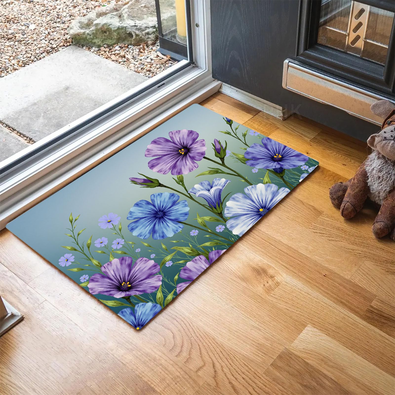Tapis de porte lavable et doux paillasson violet intérieur poil ras 50x80