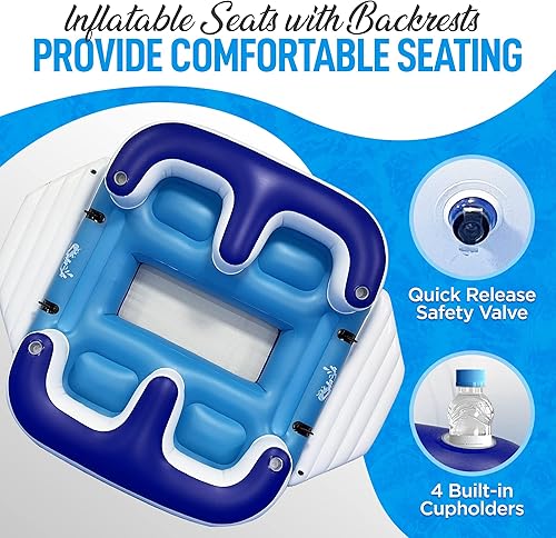 Miniatura 3 de Serenelife Inflatable Towable Tube for Boating, 2 Rider Capacity with Deck Seats & Backrest, 450 lbs Water Sports Tube, Durable Nylon Cover,