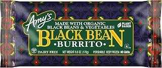 Amy's Organic Black Bean Vegetable Burrito - Vegan Frozen Meal, Dairy-Free, Soy-Free, 6oz Family Favorite