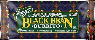 Amy's Frozen Meals, Vegan Black Bean Burrito, Made With Organic Black Beans and Vegetables, Microwave Meals, 6.0 Oz