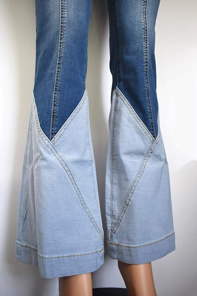 Aodrusa Women Patch Flare Jeans Bell Bottom Butt Lift Y2k