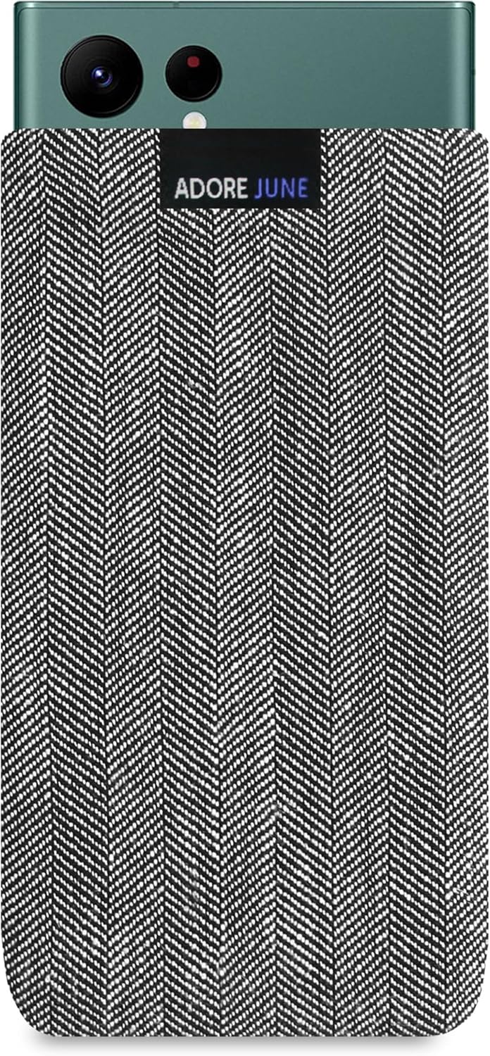 Adore June Business Case Compatible with Galaxy S23 Ultra and Galaxy S22 Ultra Mobile Phone Case Made of Signature Herringbone Fabric with Screen Cleaning Effect