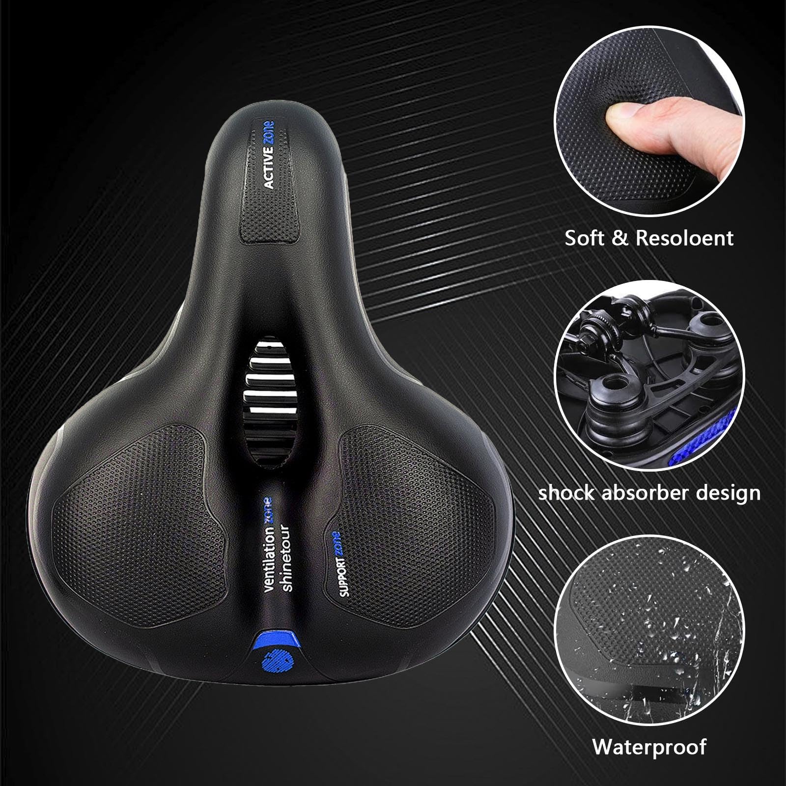 Sella per bicicletta da uomo e da donna, morbida, ammortizzante, traspirante, ergonomica, con copertura impermeabile, strumenti di installazione - rosso