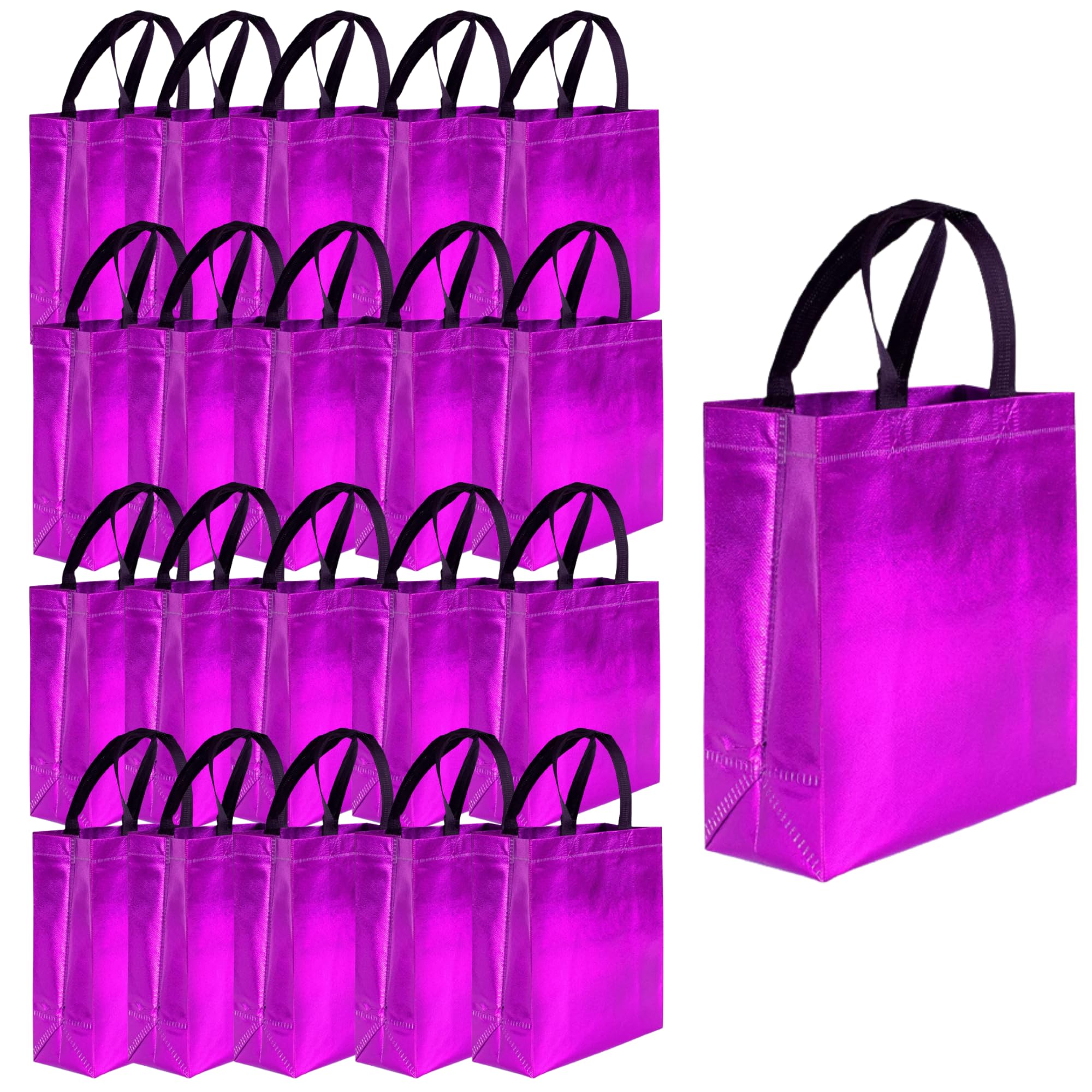 Evafly Gift Bag Medium Size Pack of 20 : L13 x W12 x D4 inch|Resuable Non-Woven Shiny Metallic Laminated|Haldi Return Gifts, Jute Bags for Return Gift,Return Gift For Birthday - Pink discount deal