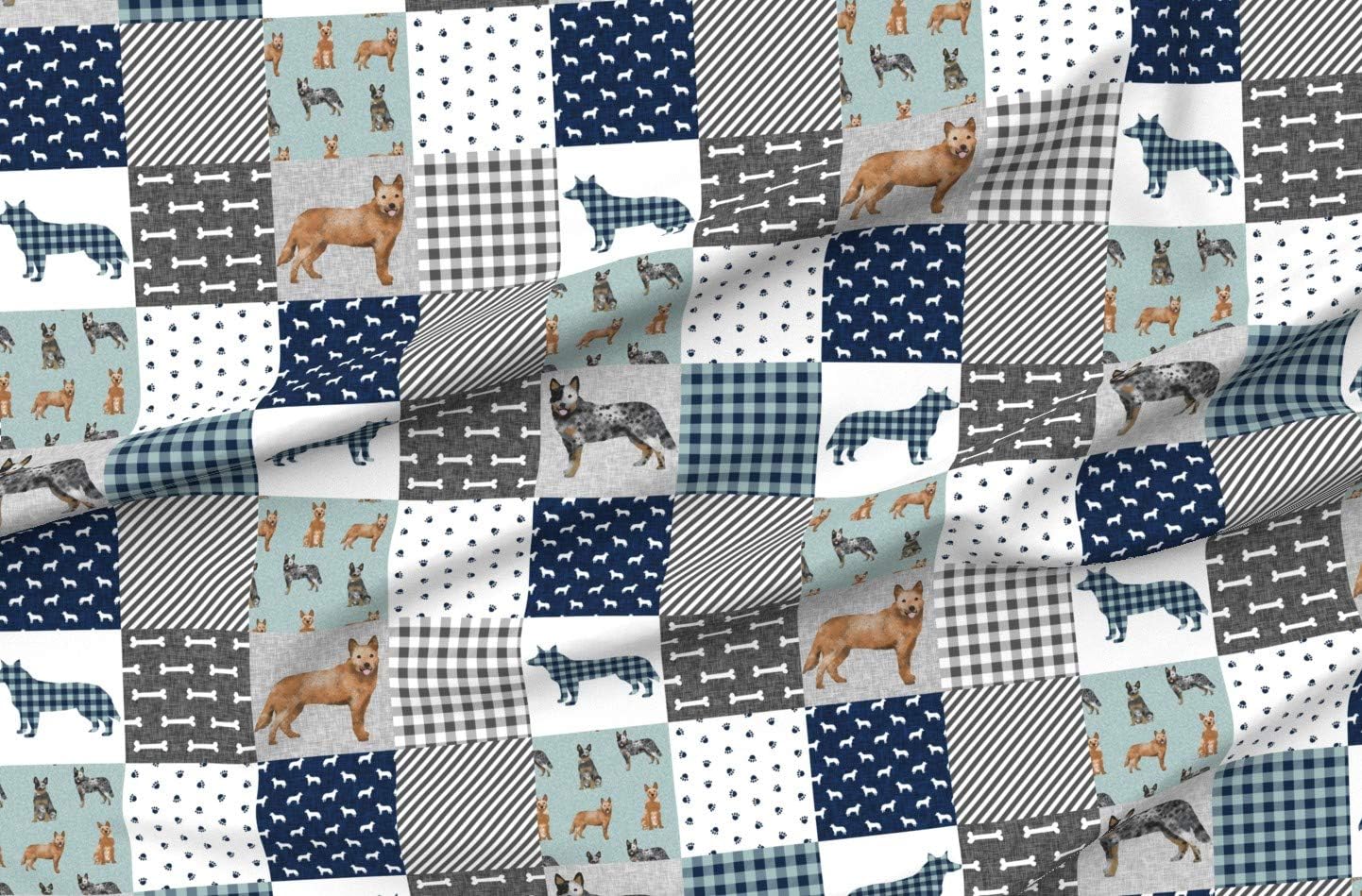Spoonflower Fabric - Cheater Quilt Wholecloth Dogs Pet Pets Australian Cattle Dog Printed on Minky Fabric by The Yard - Sewing Baby Blankets Quilt Backing Plush
