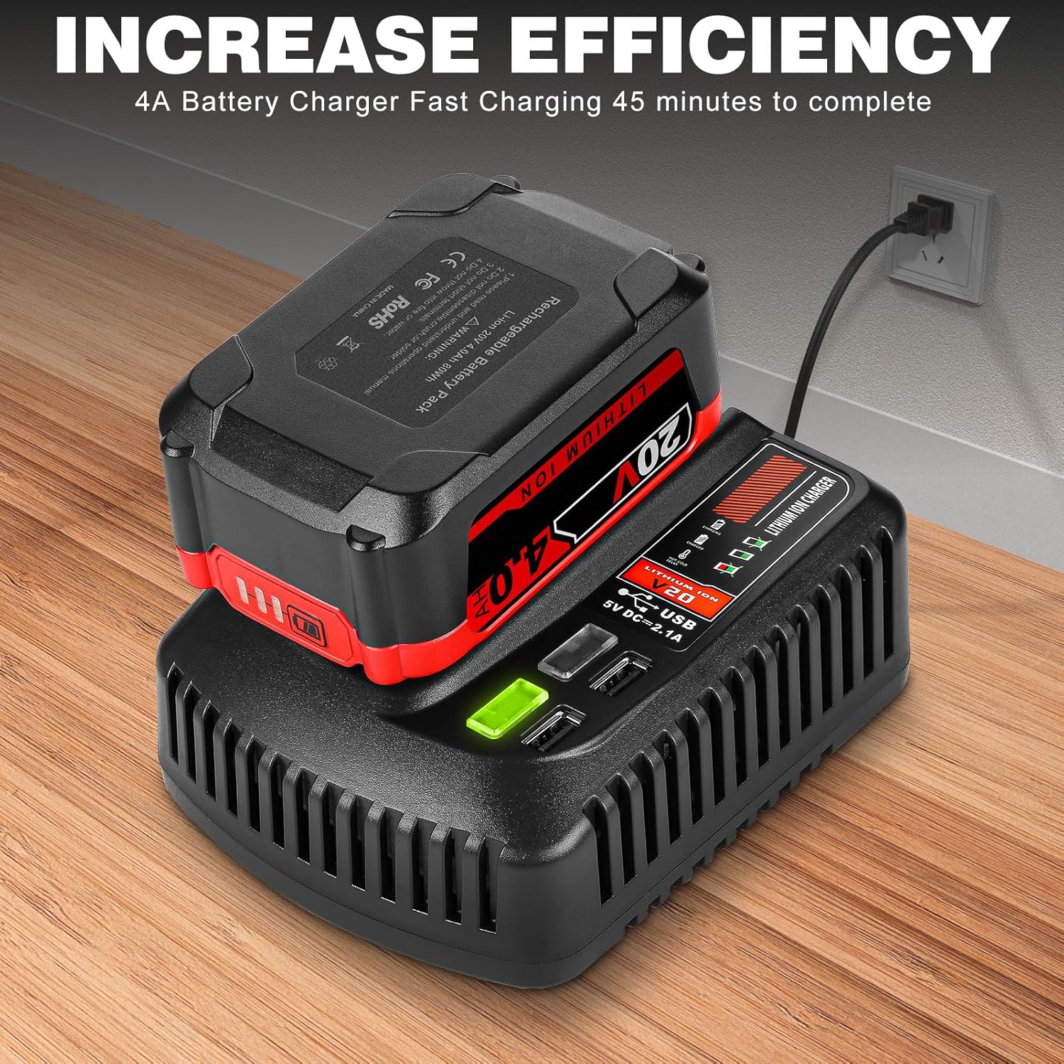 20V Fast Charger Replacement for Craftsman V20 Lithium Battery Charger Compatible with Craftsman 20V CMCB204 CMCB202 CMCB205 CMCB100 CMCB101 CMCB104 Battery - Image 7