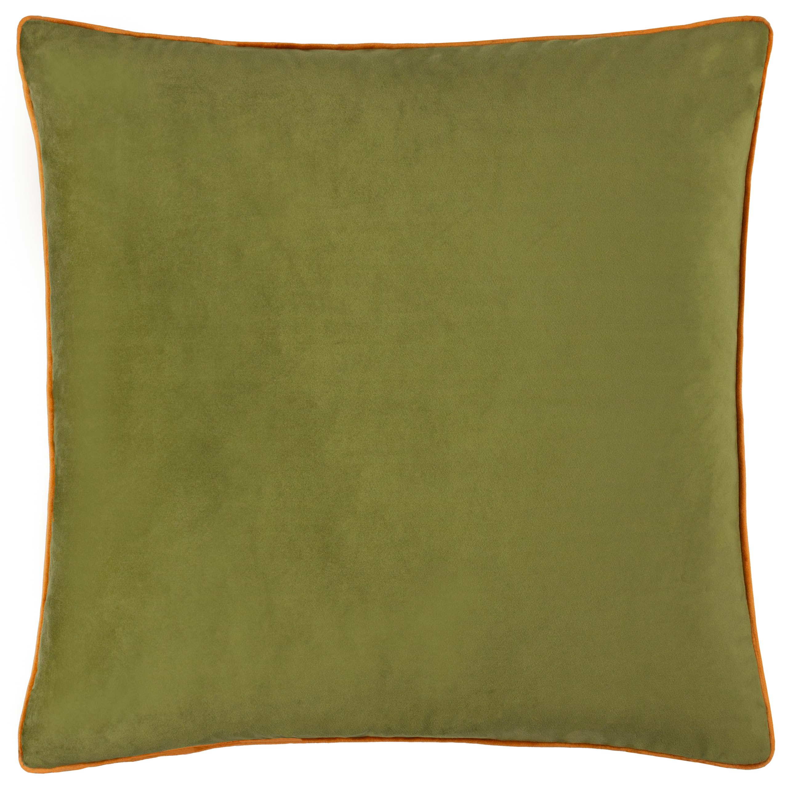 furn. Meridian Cushion Cover – Luxury Contrast Piped Velvet Decorative Case (Olive/Ginger - 45x45cm)
