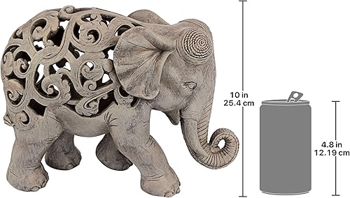 Miniatura 8 de Design Toscano Anjan el elefante indio Decor Jali Estatua de animal 12 pulgadas polirresina piedra marrón