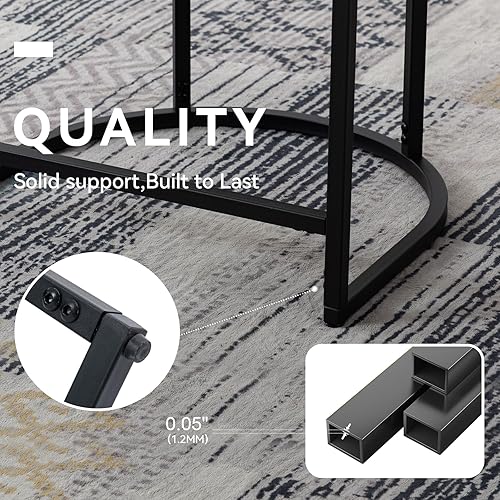 Miniatura 6 de Taburete de Bar Contemporáneo de Lino Crema, Taburete Tapizado en Tela de 24 Pulgadas de Altura de Mostrador, Taburete de Cocina para Isla de