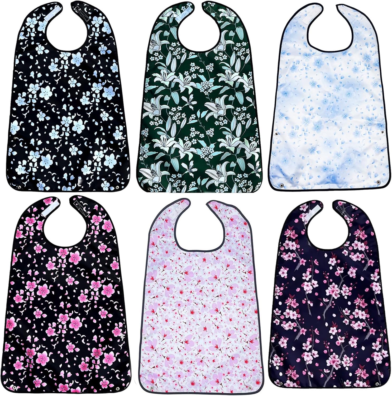 VOPHIA Adult Bibs for Women Washable Bib Reusable Waterproof Clothing Protector with Optional Crumb Catcher
