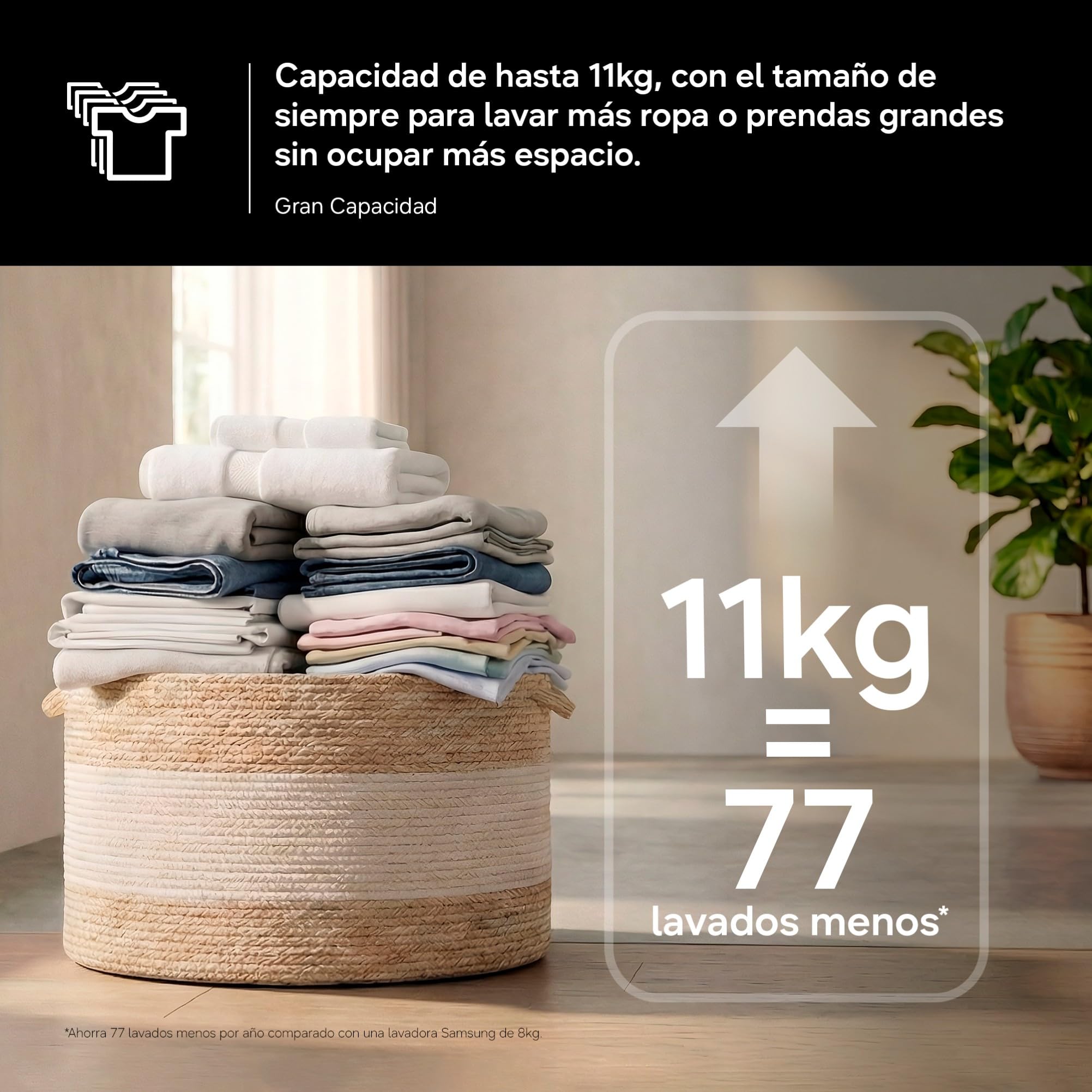 Samsung Lavadora Bespoke AI 11Kg Autodosificación Clase A Blanca WW11DB7B94GEU3