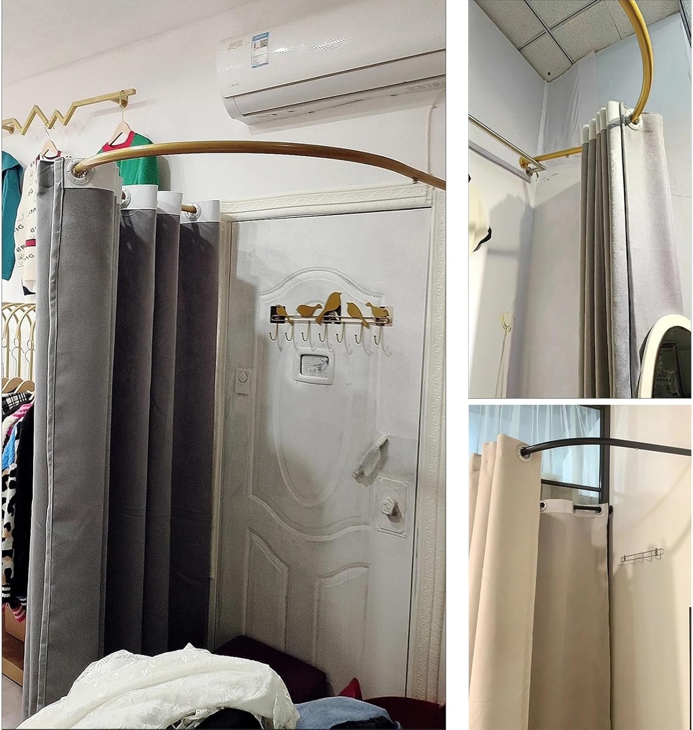 U-Shaped Curtain Rod for Privacy and Partition, Metal Construction for Durable Use in Changing Rooms and Retail Spaces