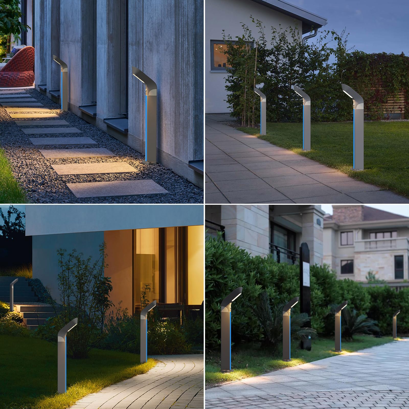 ACMHNC Lampione Solare da Giardino con Sensore di movimento,IP65, Alluminio | 80cm Lampioncini da Esterno, 3000-6000k, Per Giardini Cortile Patio Vialetto
