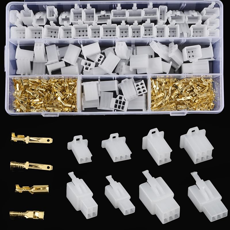 480 Pieces Heat Shrink Tube Connectors 2.8mm Automotive Connector Kit 2 3 4 6 Pin Wire Connectors Kit for Motorcycle, Car, Truck, Scooter, Boats