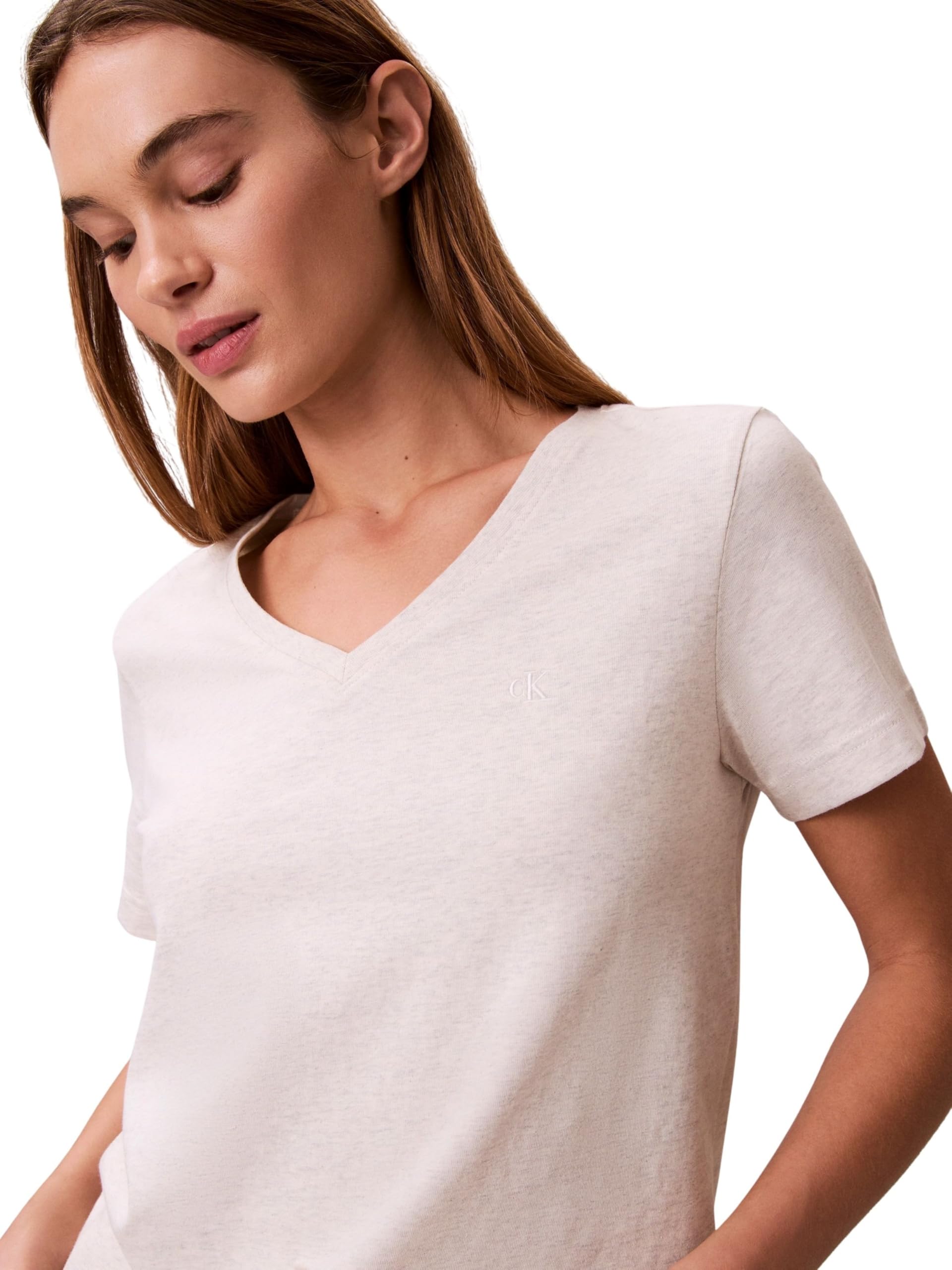 Calvin Klein Damska koszulka archiwalna VNK Tee EU LV047B205G Tees, szara (BA01 Grey Heather), L, Szary (Ba01 szary wrzos), L