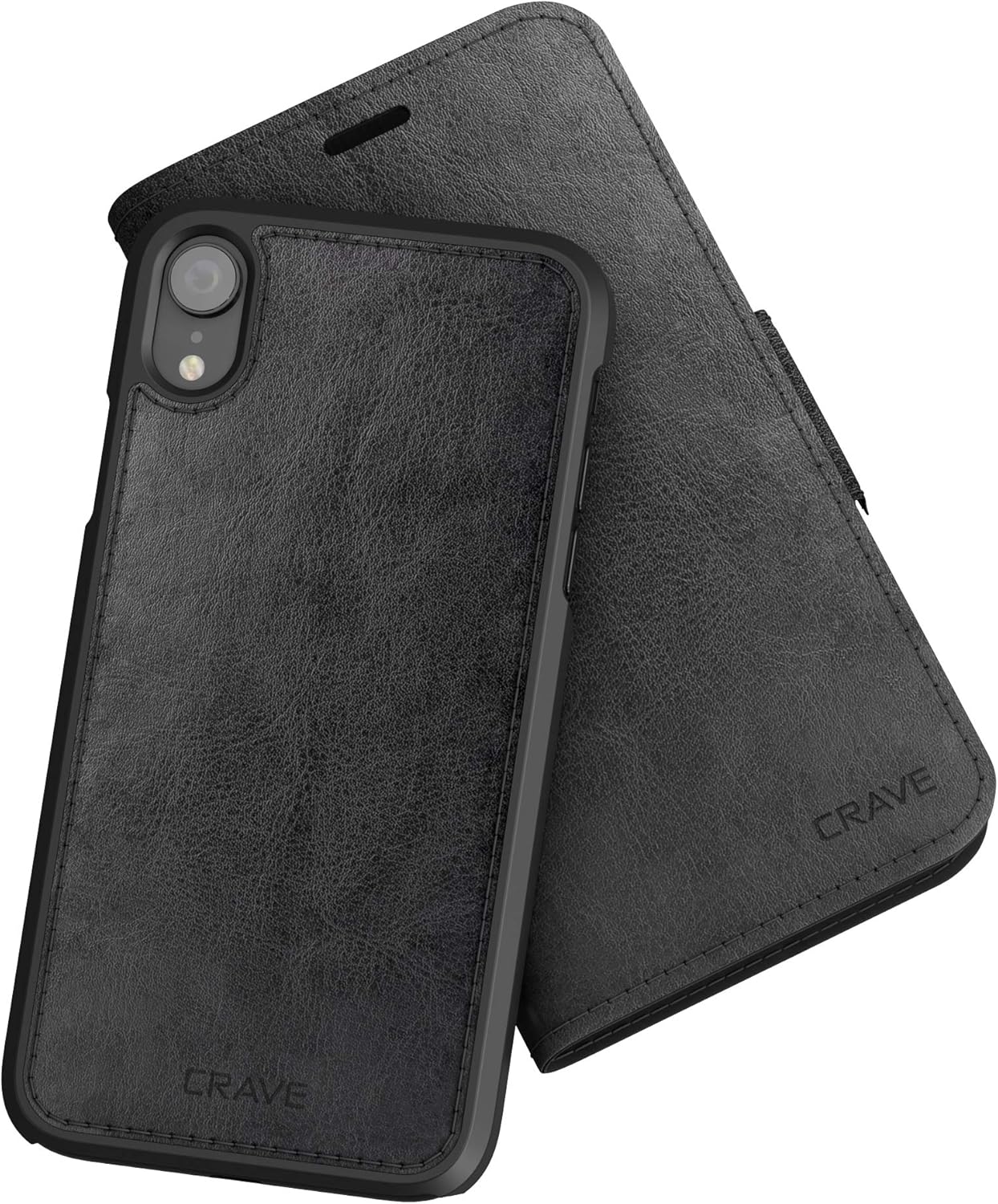 iPhone XR Leather Wallet Case, Crave Vegan Leather Guard