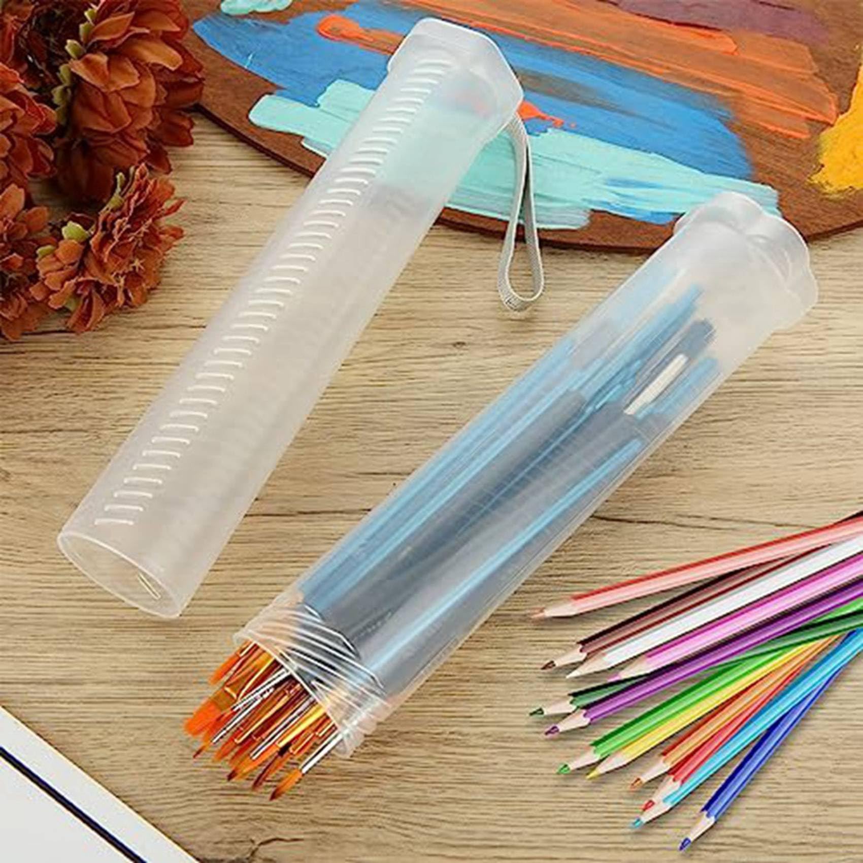 20 sztuk wysuwanych plastikowych etui na pędzle do malowania, przezroczysta długa tuba na pędzel, pojemnik na ołówki do przechowywania
