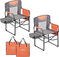 Vista 1 de SUNNYFEEL Silla de directores de camping, resistente, silla plegable portátil de gran tamaño con mesa auxiliar, bolsillo para playa, pesca, viaje
