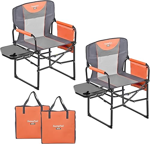 Miniatura 14 de SUNNYFEEL Silla de camping para directores con calefacción, silla plegable de alta resistencia para exteriores, portátil, de gran tamaño, con Azul