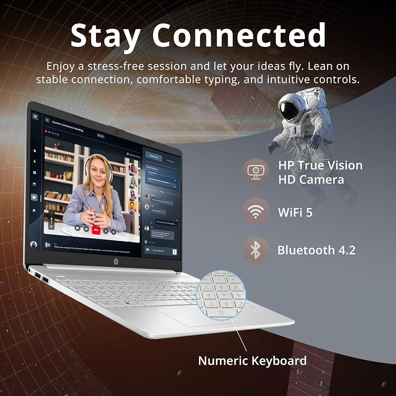 HP 15.6" FHD Touchscreen Business Laptop, Intel i7-1255U, 32GB RAM, 1TB PCIe SSD, Intel Iris Xe Graphics, Num Pad, Webcam, Windows 11 Pro, Natural Silver, 32GB Hotface USB Card image 4