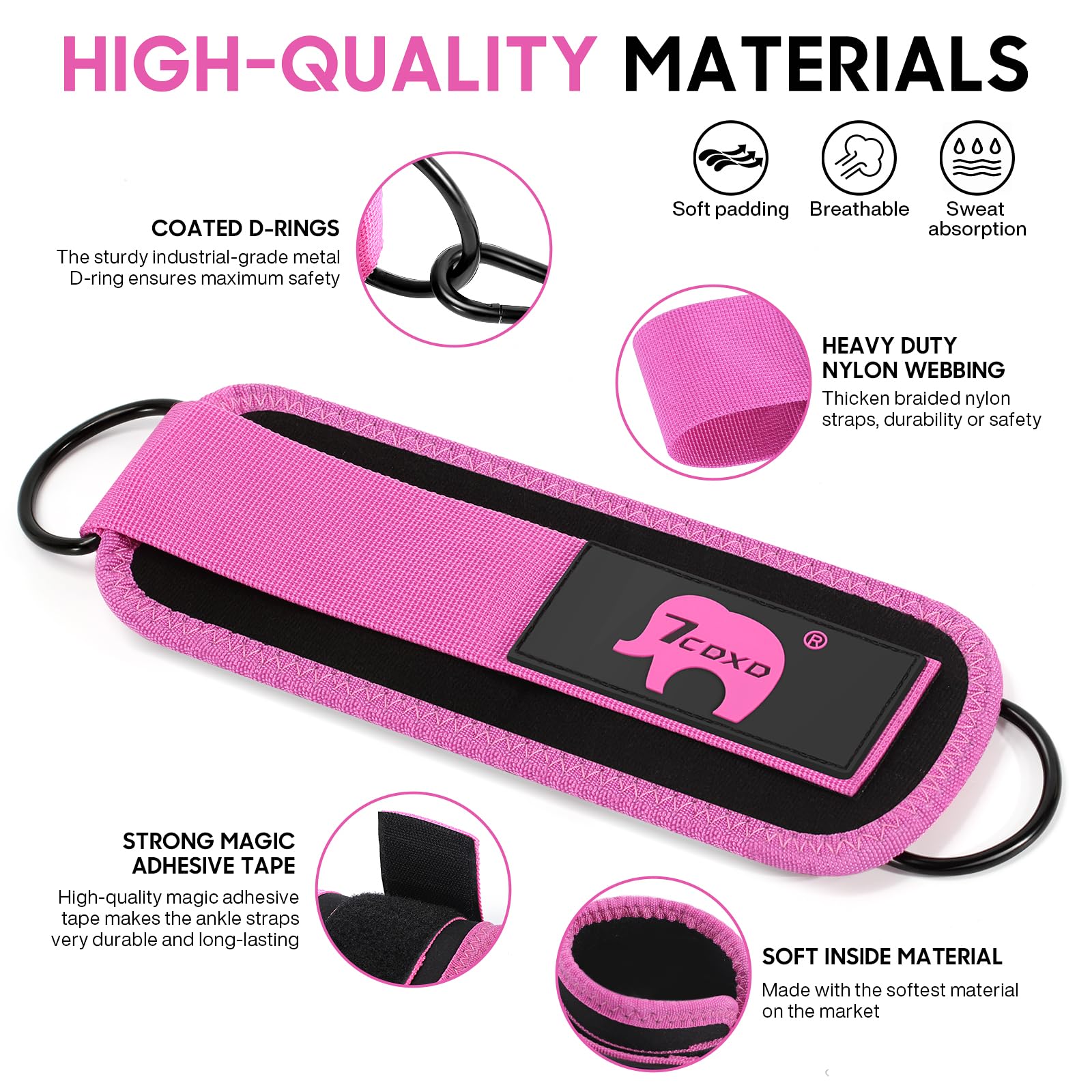 Knöchel-Widerstandsbänder Set Für Frauen – Pink, Verstellbar, Inkl. Booty-Band Für Po & Beine