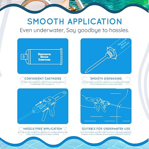 Miniatura 6 de Swimming Pool Epoxy Repair Kit Waterproof Epoxy Putty Pool & Spa Repair Underwater Sealant for Cracks & Leaks Easy DIY Concrete, White