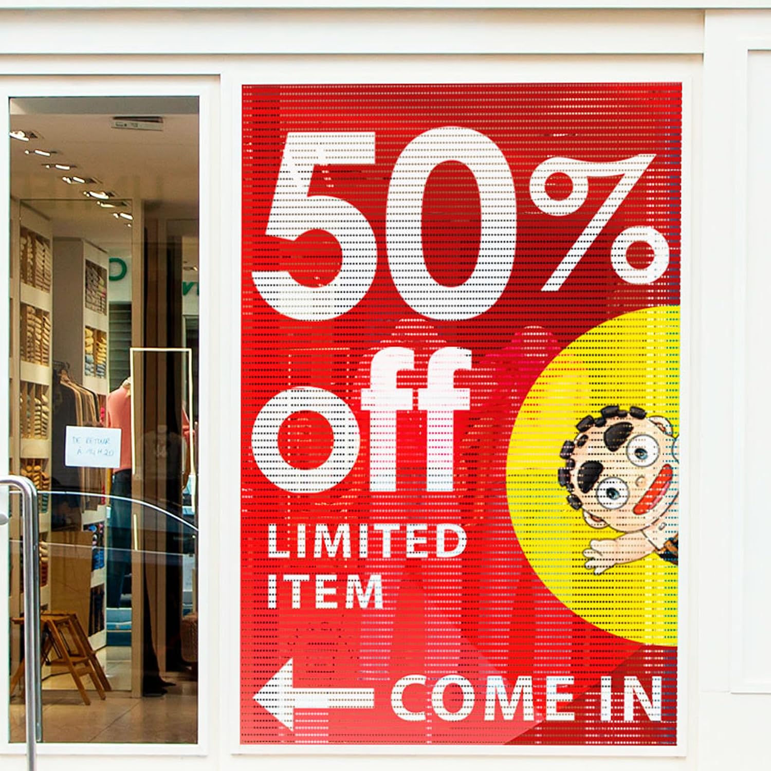 Custom Perforated Vinyl Window Film – One-Way Vision Window Decal for Vehicles, Storefronts & Building Glass – Personalized Full-Color Print, Easy Install & Durable Outdoor Material (3' x 6' (W x H))